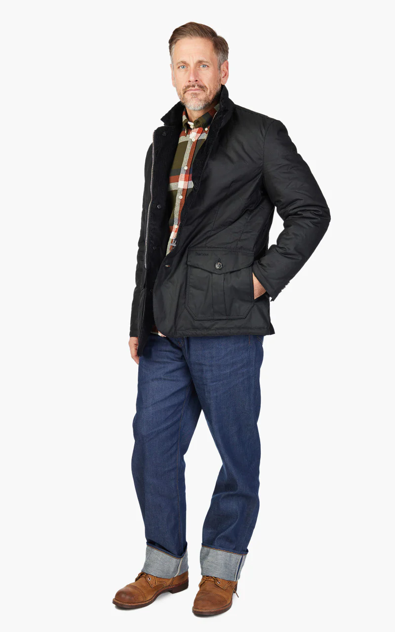 Barbour Winter Lutz Wax Jacket Black - Image 2