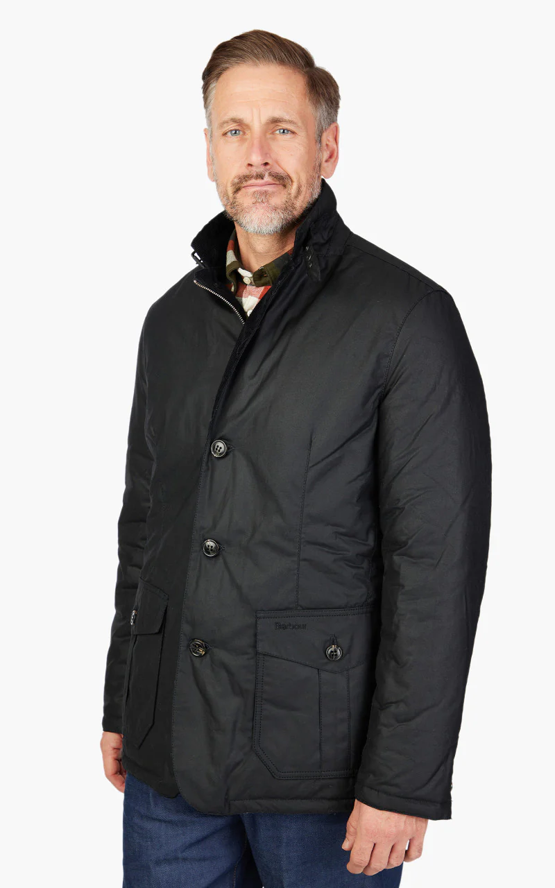 Barbour Winter Lutz Wax Jacket Black - Image 5
