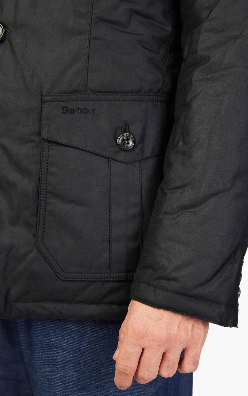 Barbour Winter Lutz Wax Jacket Black - Image 6
