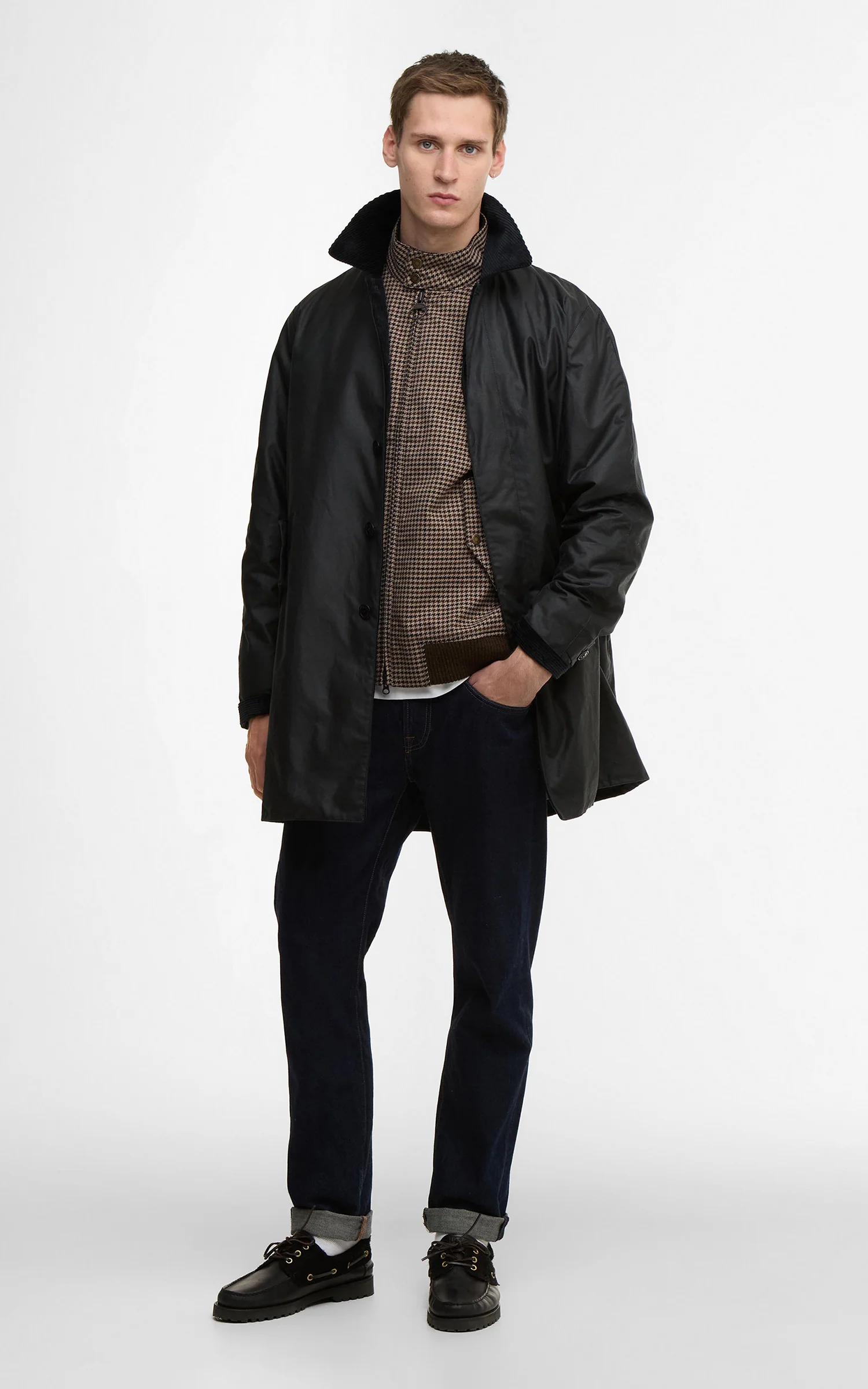Barbour x Baracuta Car Coat Tyne Waxed Navy - Image 2