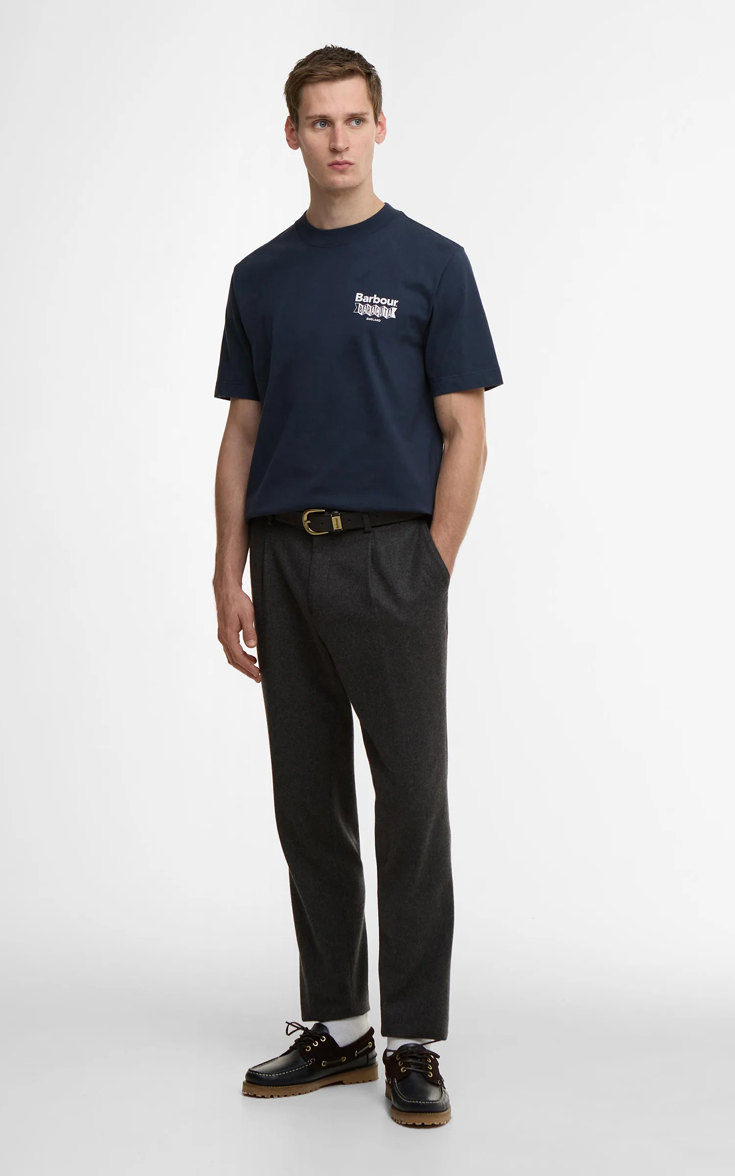 Barbour x Baracuta T-Shirt All Nighter Oversized Navy - Image 4