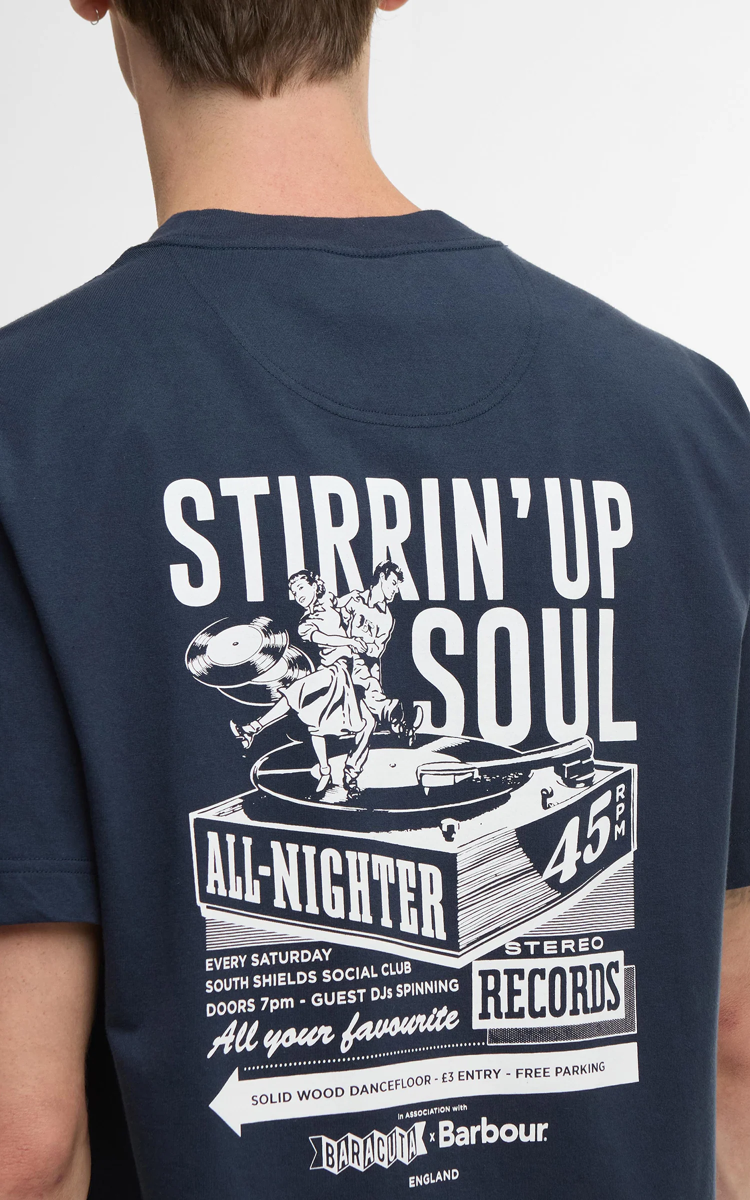 Barbour x Baracuta T-Shirt All Nighter Oversized Navy - Image 7