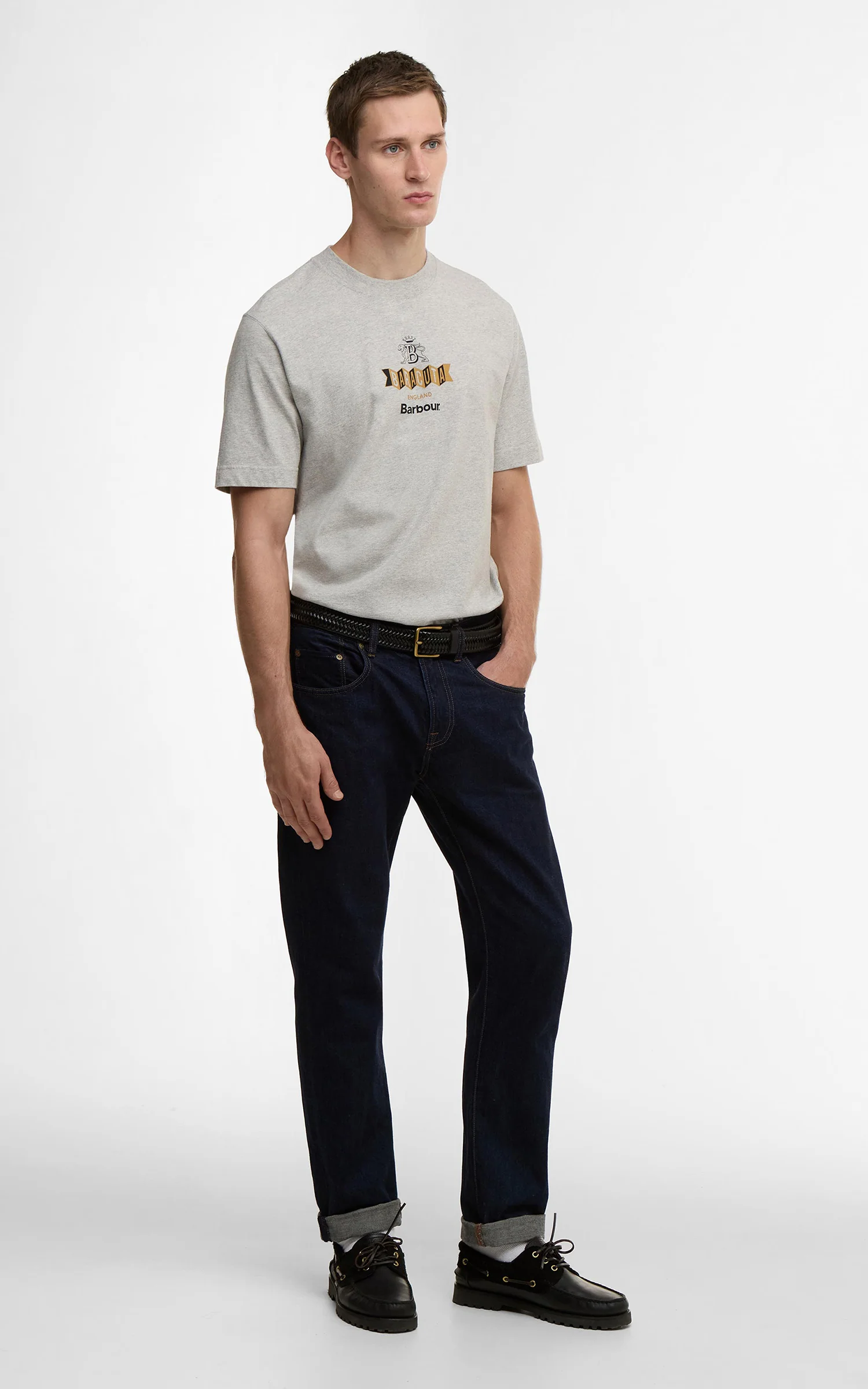 Barbour x Baracuta T-Shirt Vinyl Oversized Grey Marl - Image 4