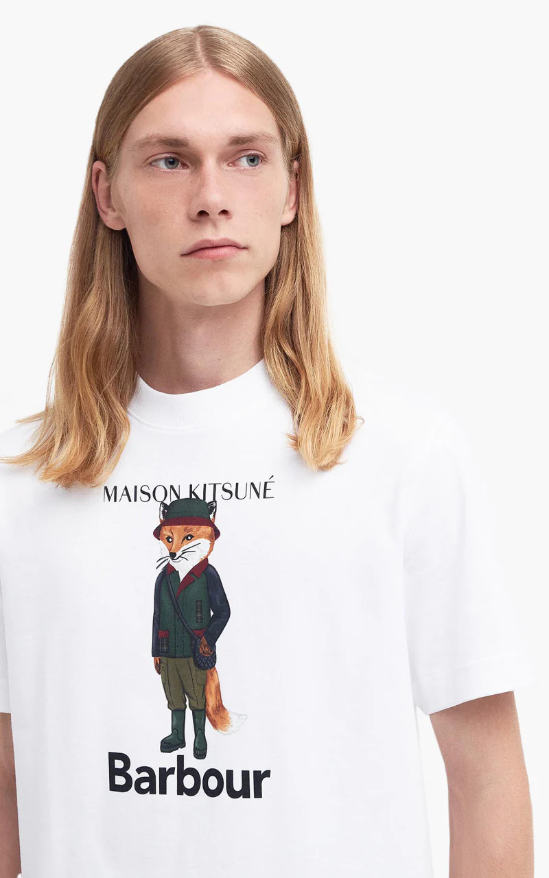 Barbour x Maison Kitsuné Beaufort T-Shirt Fox White - Image 3