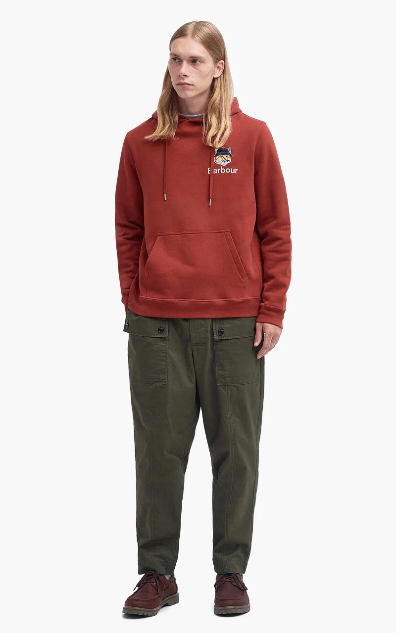 Barbour x Maison Kitsuné Hoodie Fox Burnt Orange - Image 5