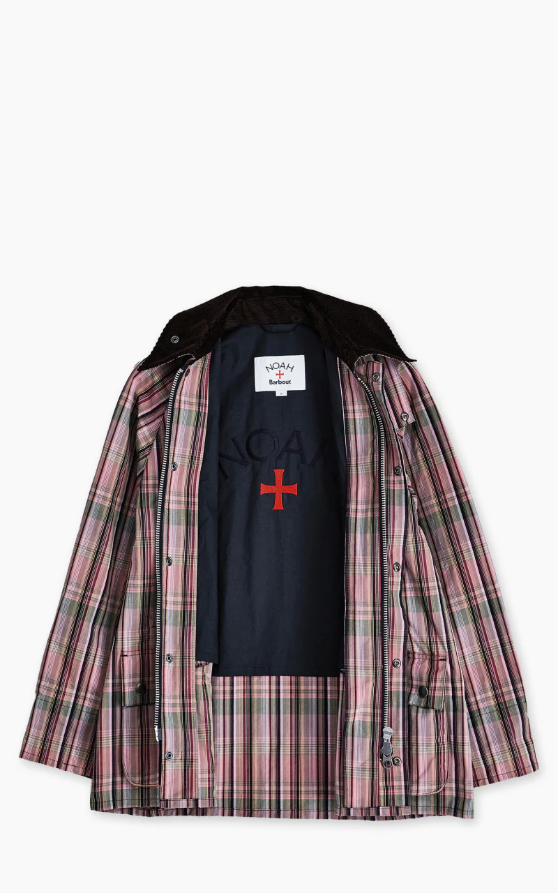 Barbour x NOAH Bedale Casual Jacket Madras Pink - Image 10