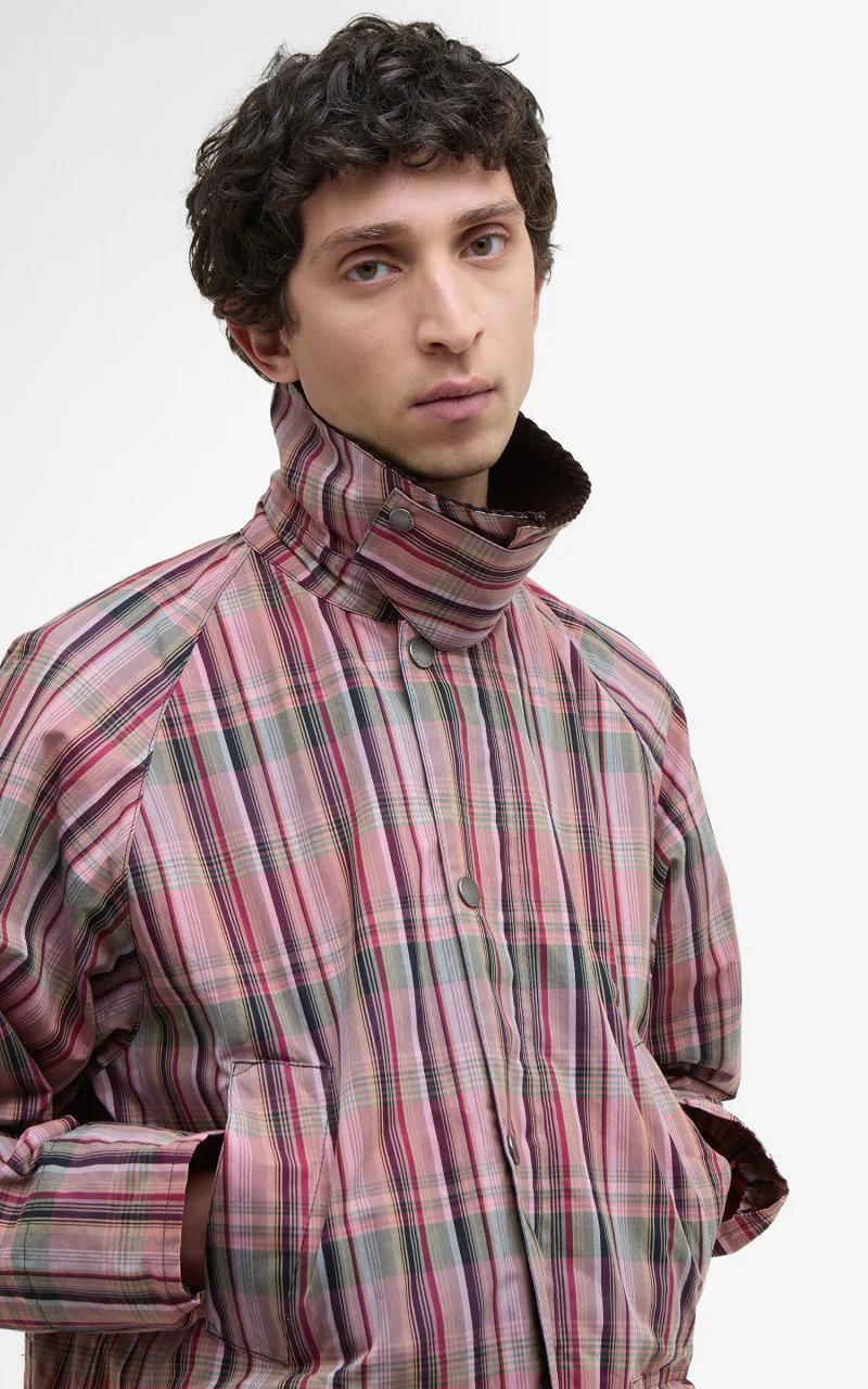 Barbour x NOAH Bedale Casual Jacket Madras Pink - Image 6