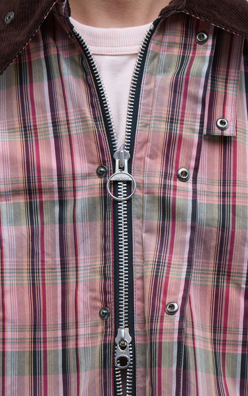 Barbour x NOAH Bedale Casual Jacket Madras Pink - Image 7