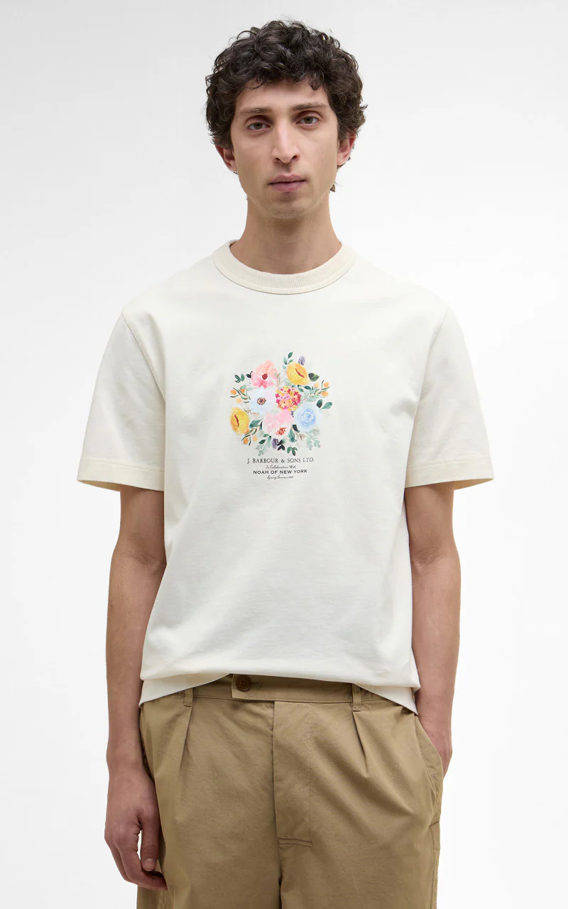 Barbour x NOAH Floral T-Shirt Whisper White - Image 4