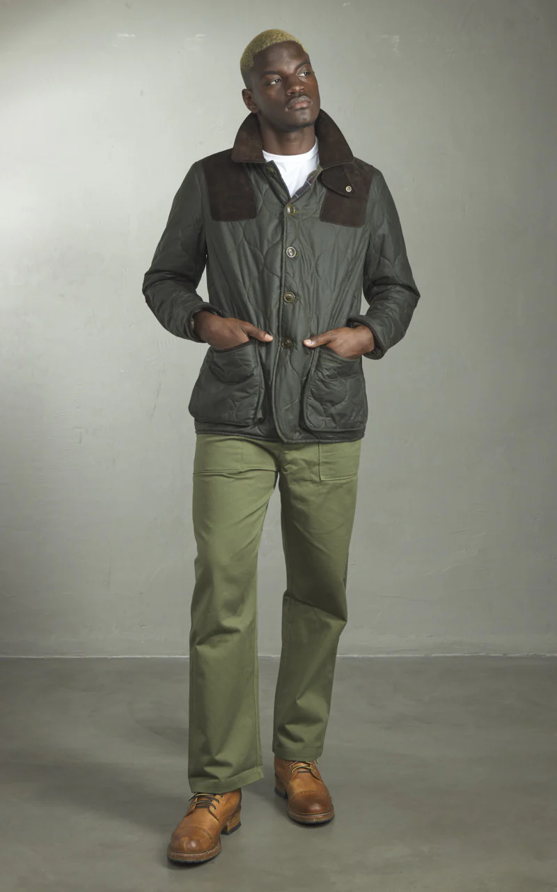 Barbour x To Ki To Driving Quilted Waxed Jacket Archive Olive - Image 2