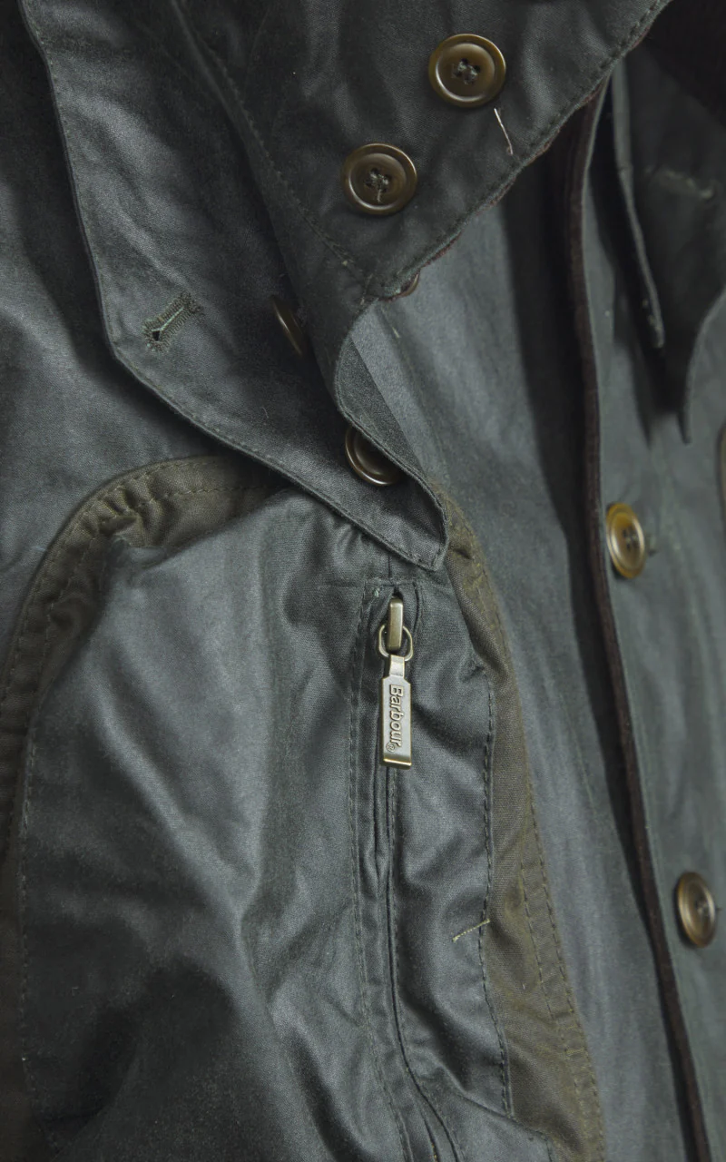 Barbour x To Ki To Outland Waxed Jacket Olive - Image 14