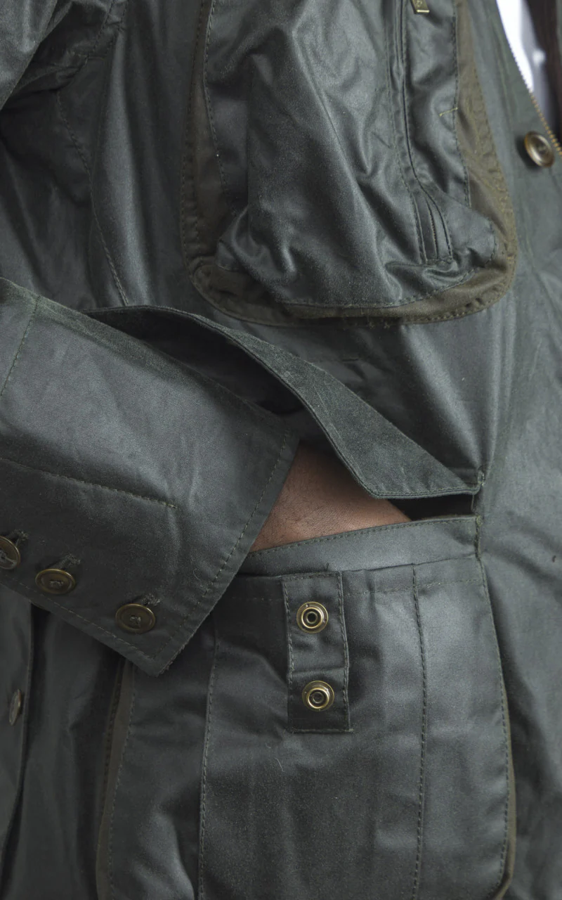 Barbour x To Ki To Outland Waxed Jacket Olive - Image 7