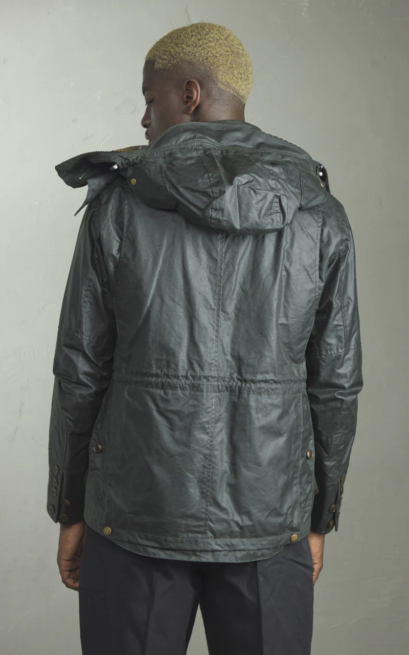 Barbour x To Ki To Outland Waxed Jacket Olive - Image 8