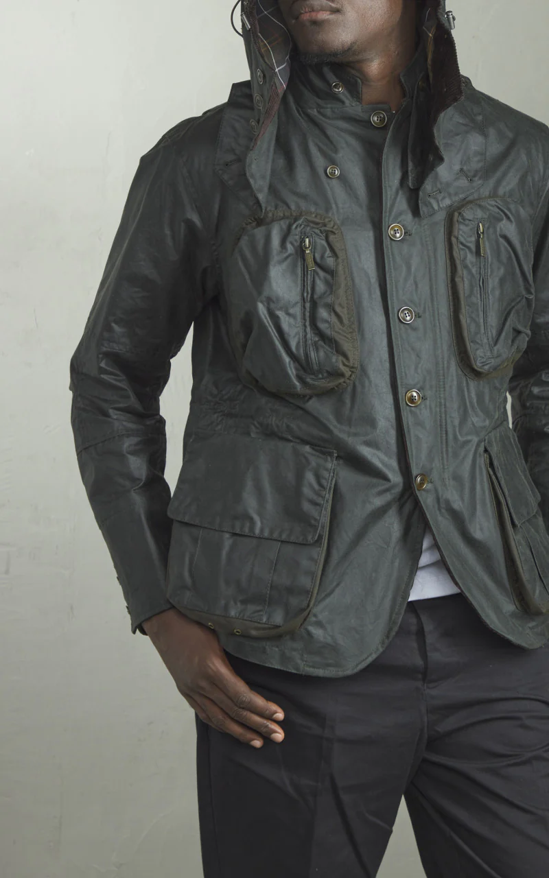 Barbour x To Ki To Outland Waxed Jacket Olive - Image 9