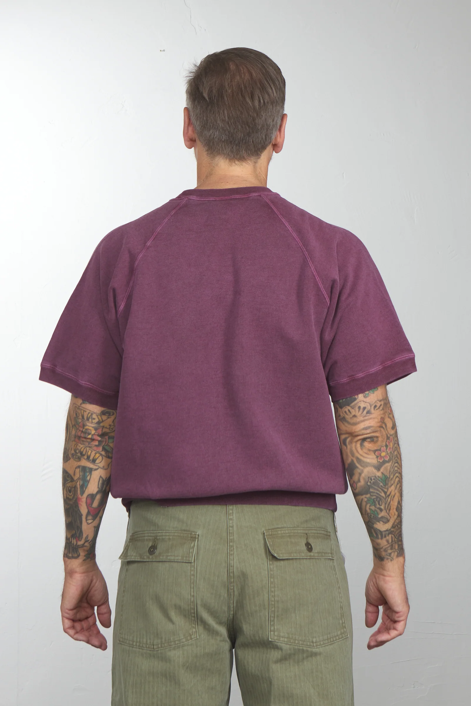 Barns Outfitters BR-26114 90's Short Sleeve Sweatshirt Faded Burgundy - Image 4