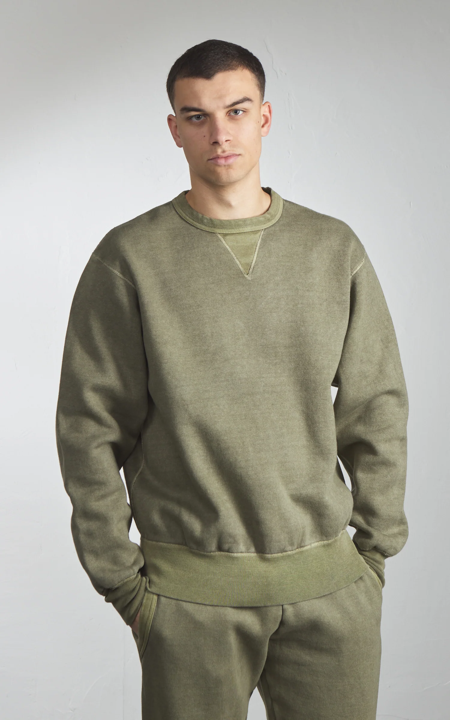 Barns Outfitters BR-3000PG COZUN Double V-Gusset Sweatshirt Khaki - Image 4