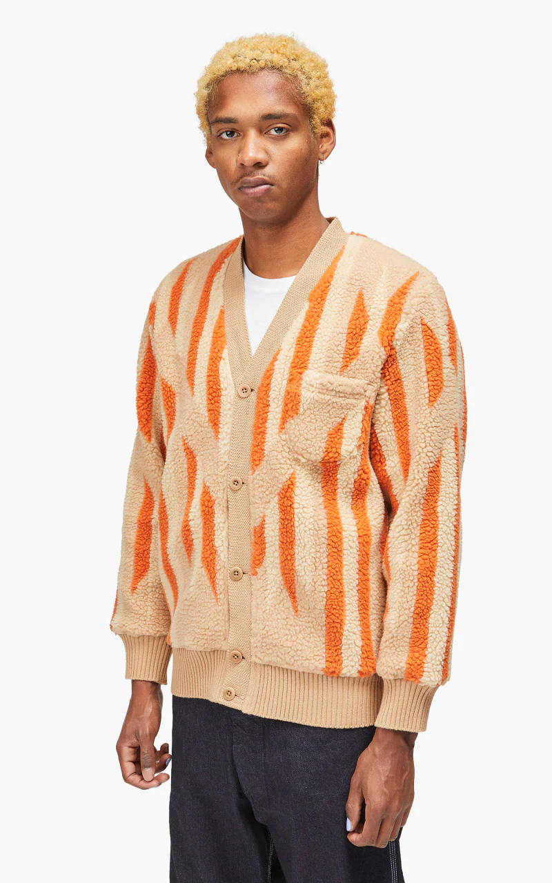 Beams Plus Cardigan Boa Native Rag Pattern Beige - Image 3