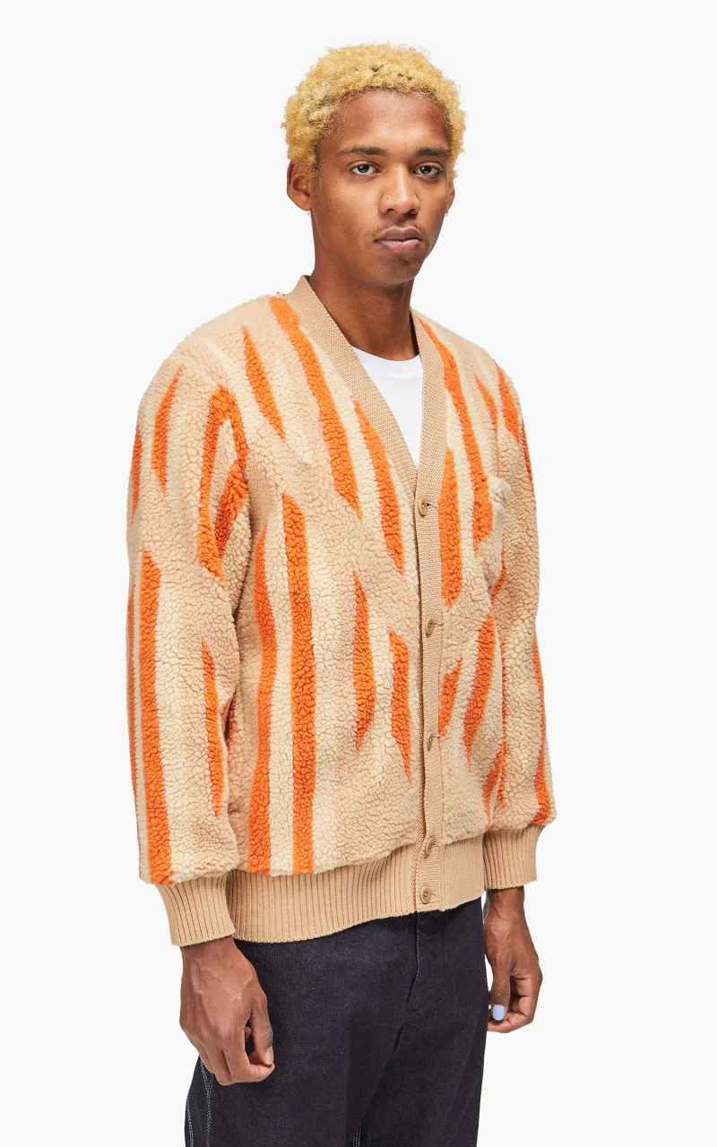 Beams Plus Cardigan Boa Native Rag Pattern Beige - Image 4