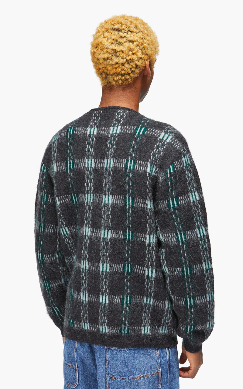 Beams Plus Cardigan Check Pattern Jacquard Mohair 9G Black - Image 5