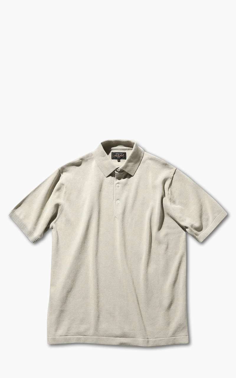Beams Plus Cotton Knit Solid Polo Shirt Sand