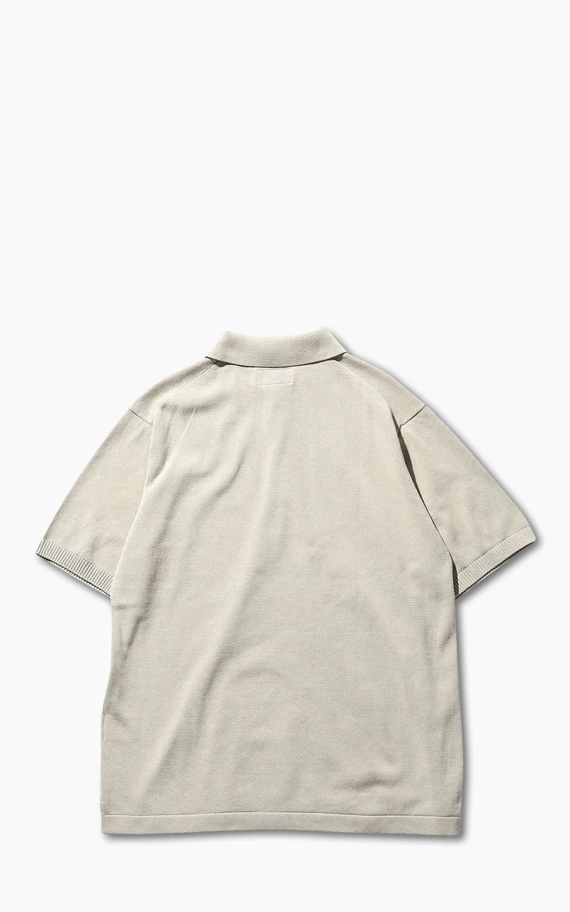 Beams Plus Cotton Knit Solid Polo Shirt Sand - Image 3