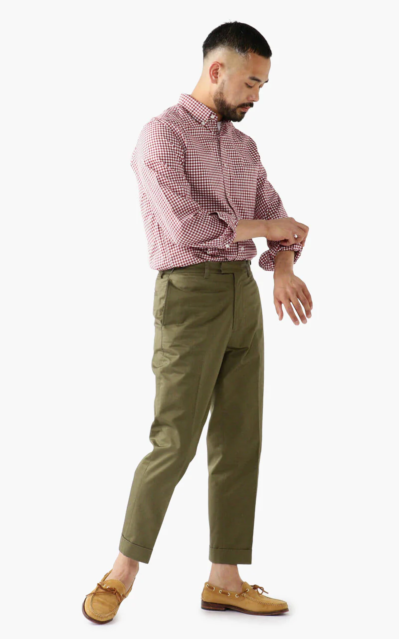 Beams Plus Cotton Twill Ivy Trouser Olive - Image 3