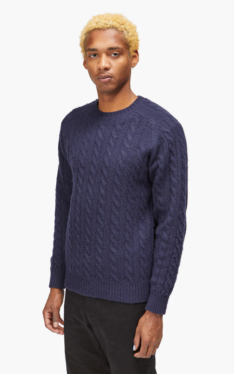 Beams Plus Crew Cable Shaggy 5G Navy - Image 3