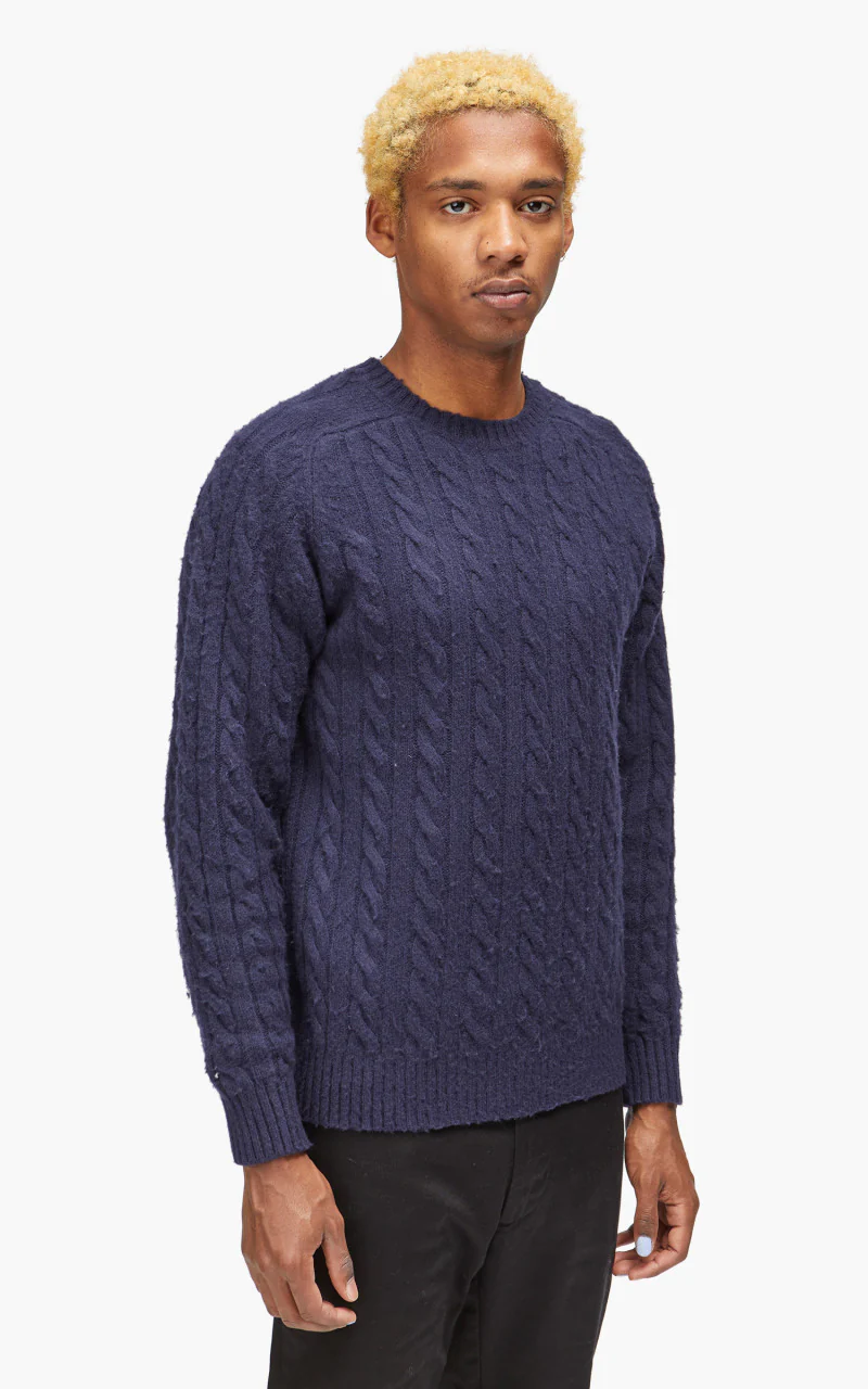 Beams Plus Crew Cable Shaggy 5G Navy - Image 4
