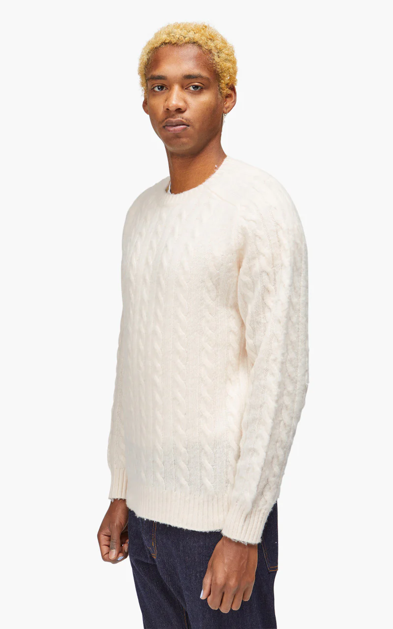 Beams Plus Crew Cable Shaggy 5G Off White - Image 3