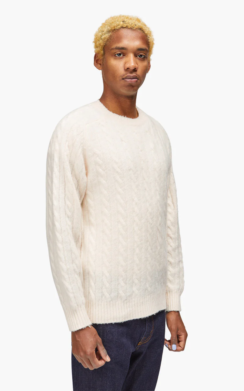 Beams Plus Crew Cable Shaggy 5G Off White - Image 4