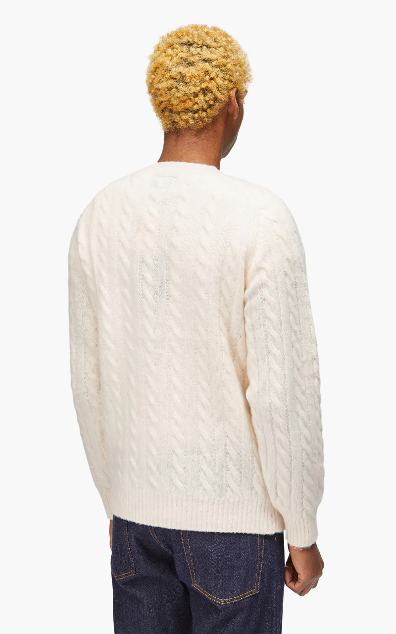 Beams Plus Crew Cable Shaggy 5G Off White - Image 5