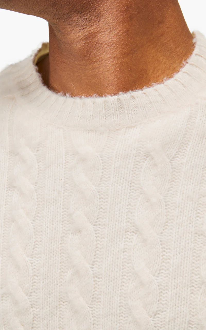 Beams Plus Crew Cable Shaggy 5G Off White - Image 6