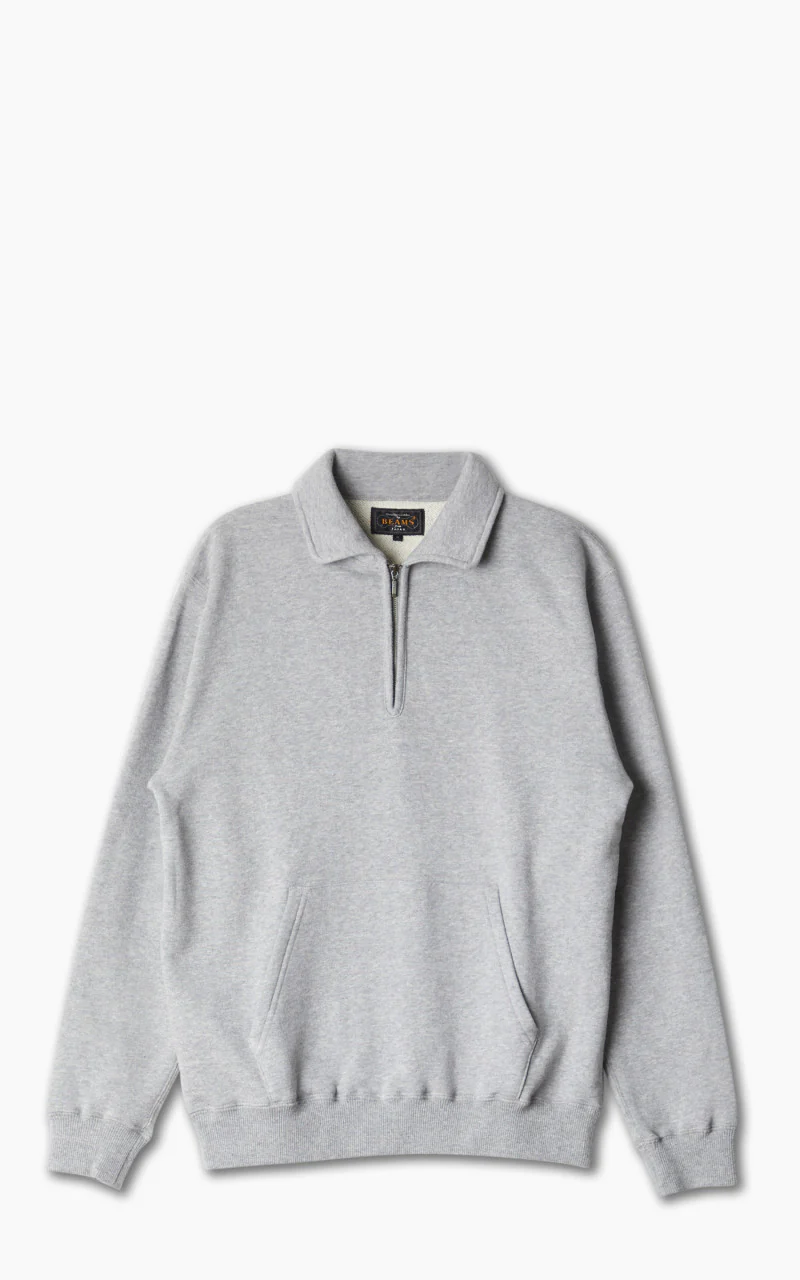 Beams Plus Half Zip Sweat Grey - Image 2