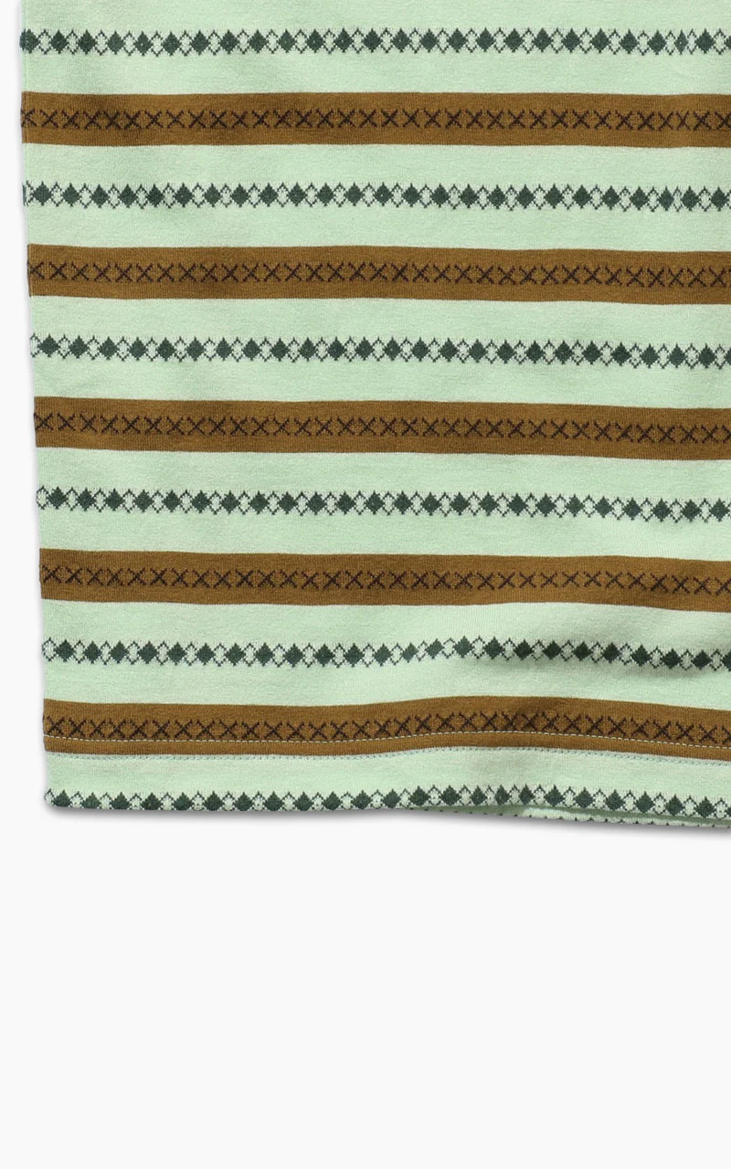 Beams Plus Jacquard Stripe Pocket T-Shirt Green - Image 10