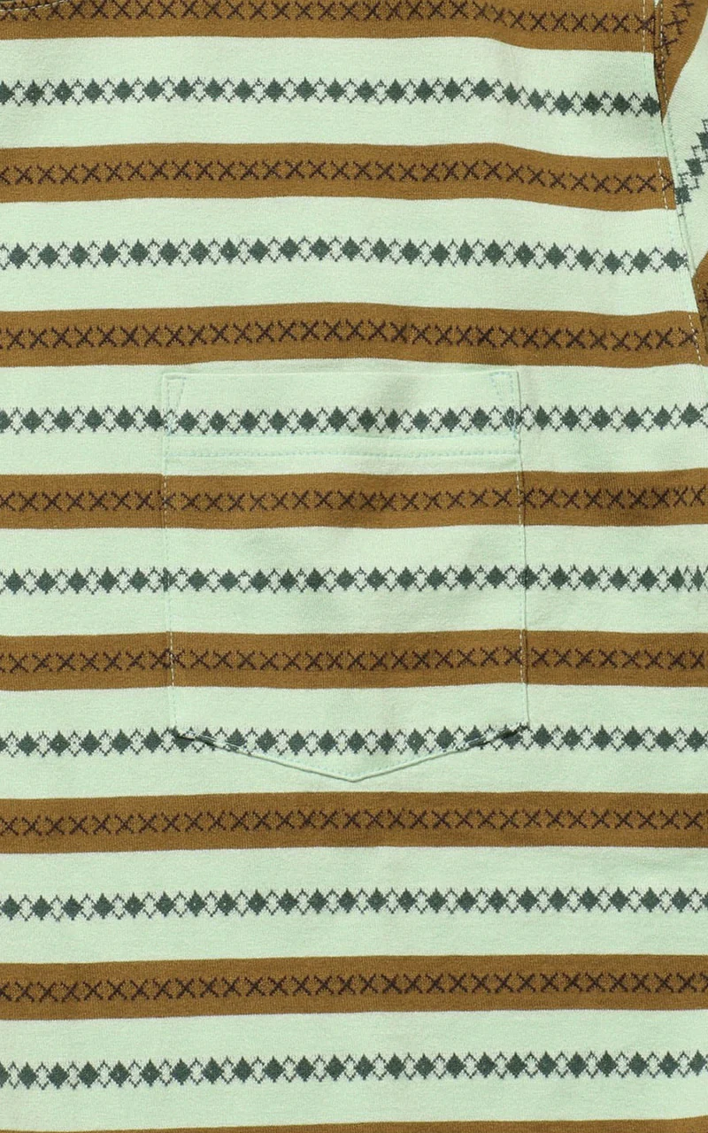 Beams Plus Jacquard Stripe Pocket T-Shirt Green - Image 9