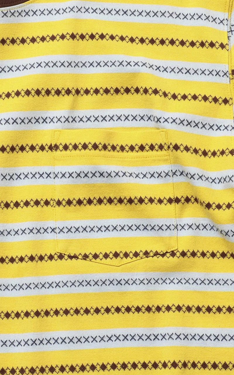 Beams Plus Jacquard Stripe Pocket T-Shirt Yellow - Image 10
