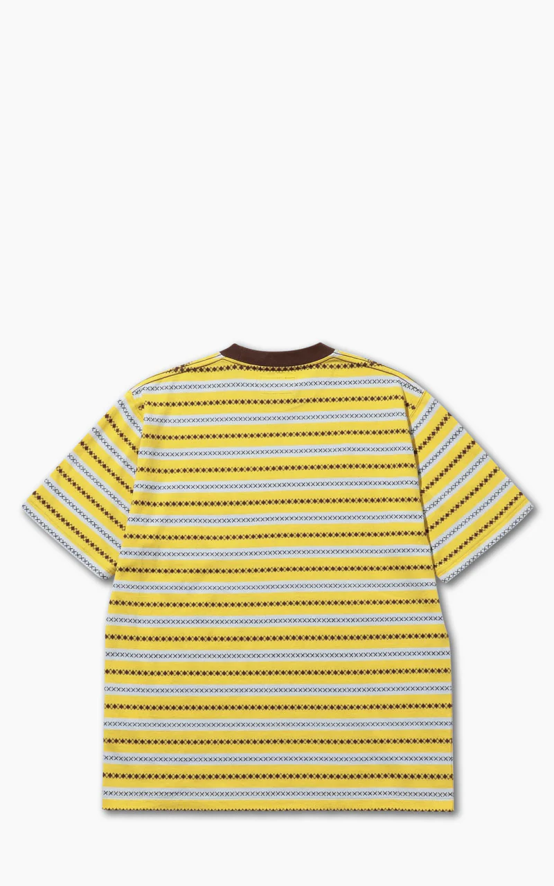 Beams Plus Jacquard Stripe Pocket T-Shirt Yellow - Image 3