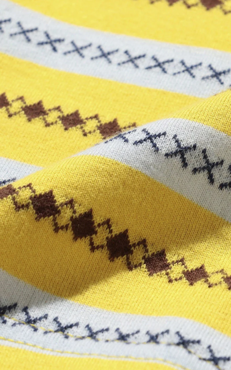 Beams Plus Jacquard Stripe Pocket T-Shirt Yellow - Image 7