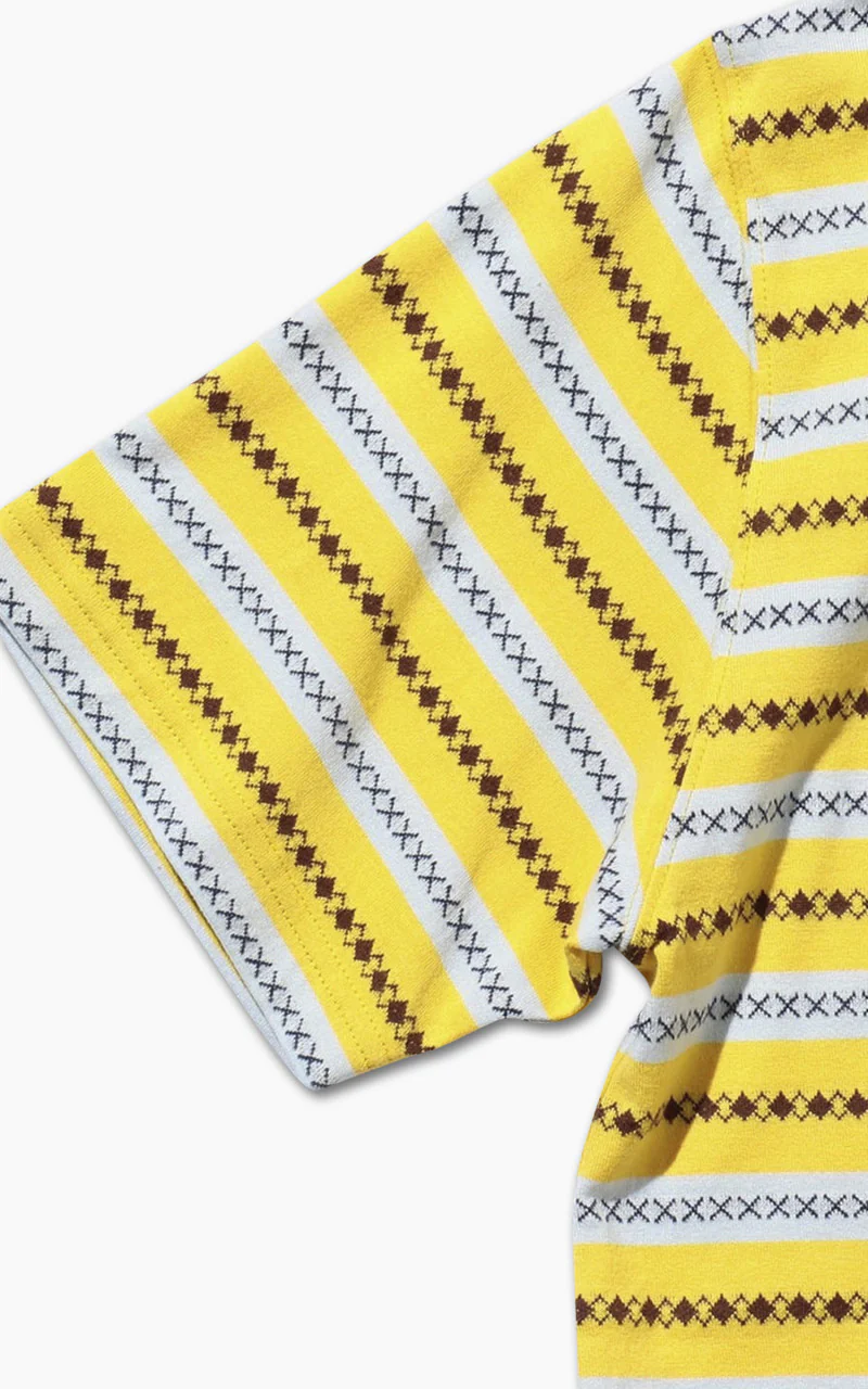 Beams Plus Jacquard Stripe Pocket T-Shirt Yellow - Image 9