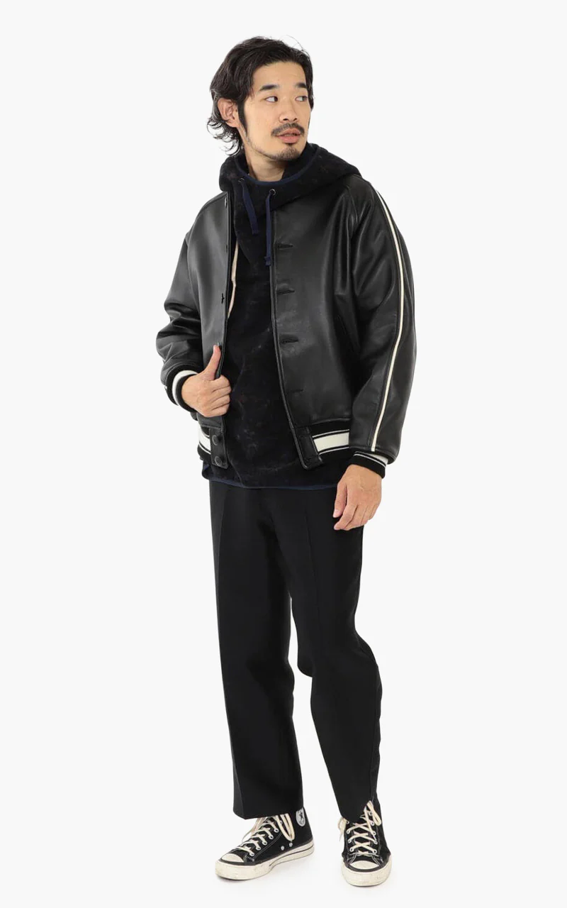 Beams Plus Leather Sports Blouson Black - Image 2