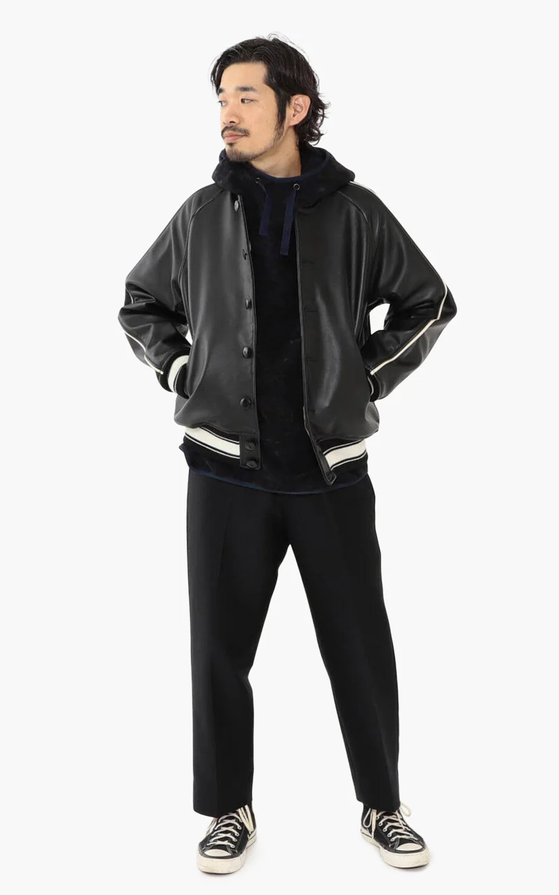 Beams Plus Leather Sports Blouson Black - Image 3