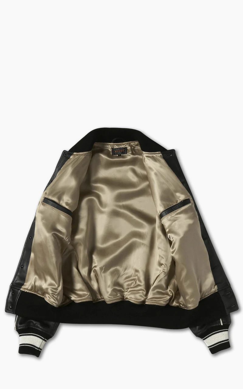 Beams Plus Leather Sports Blouson Black - Image 4