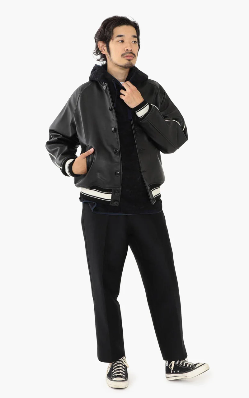 Beams Plus Leather Sports Blouson Black - Image 5