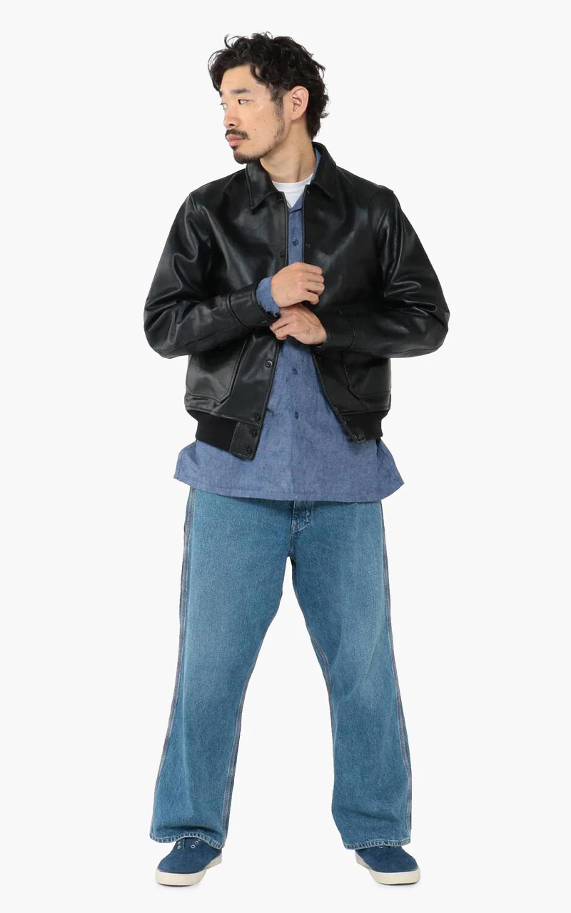 Beams Plus Military Leather Blouson Black - Image 2