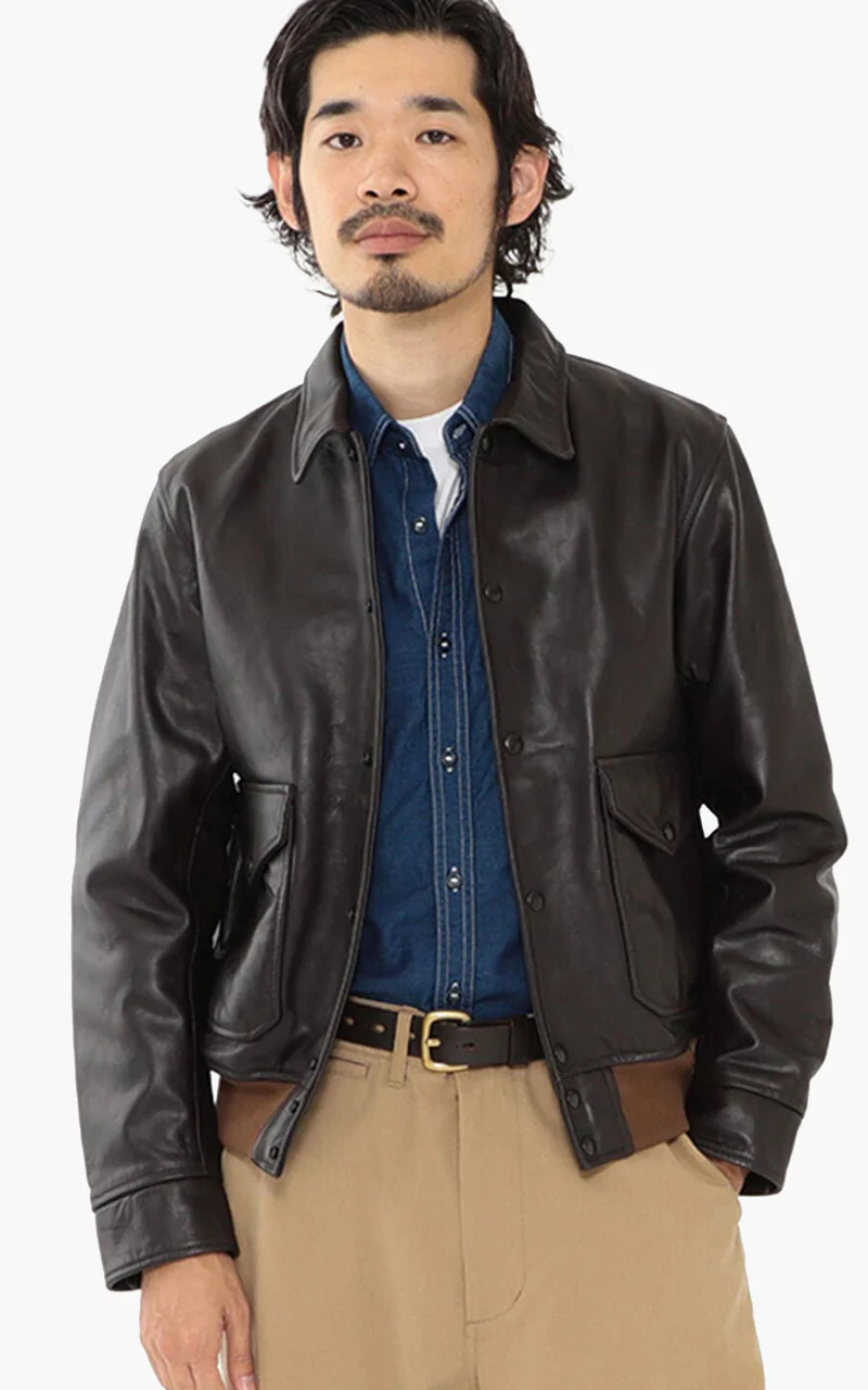 Beams Plus Military Leather Blouson Dark Brown - Image 4