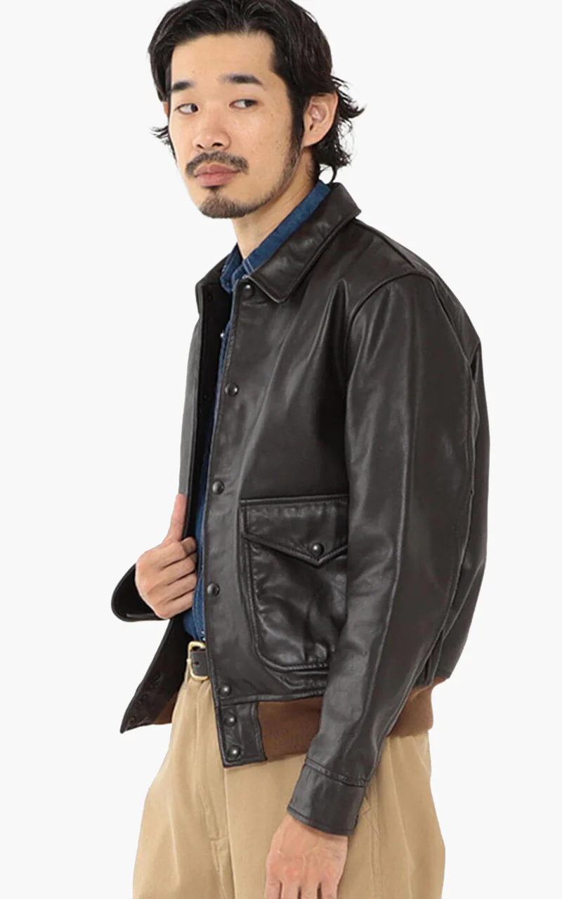 Beams Plus Military Leather Blouson Dark Brown - Image 6