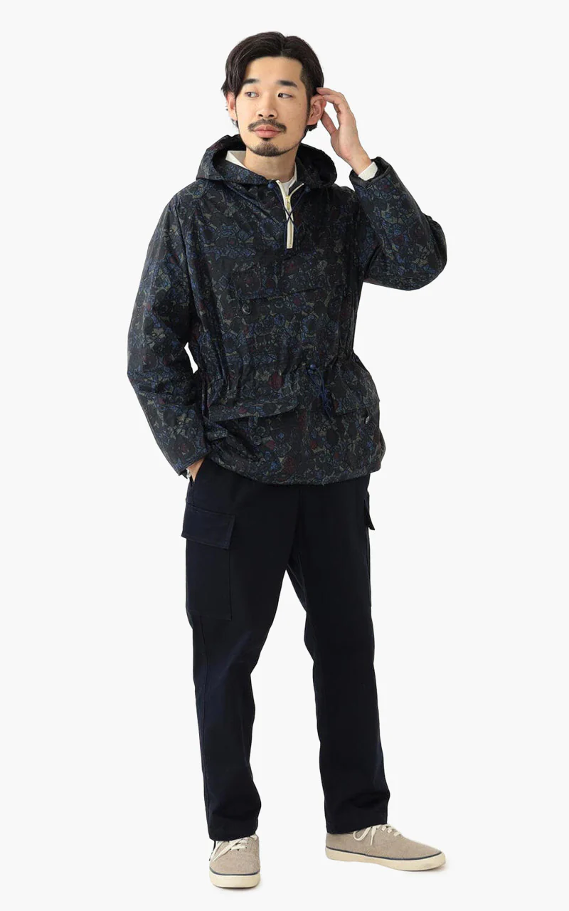 Beams Plus Nylon Batik Print Eurosport Anorak Navy - Image 2