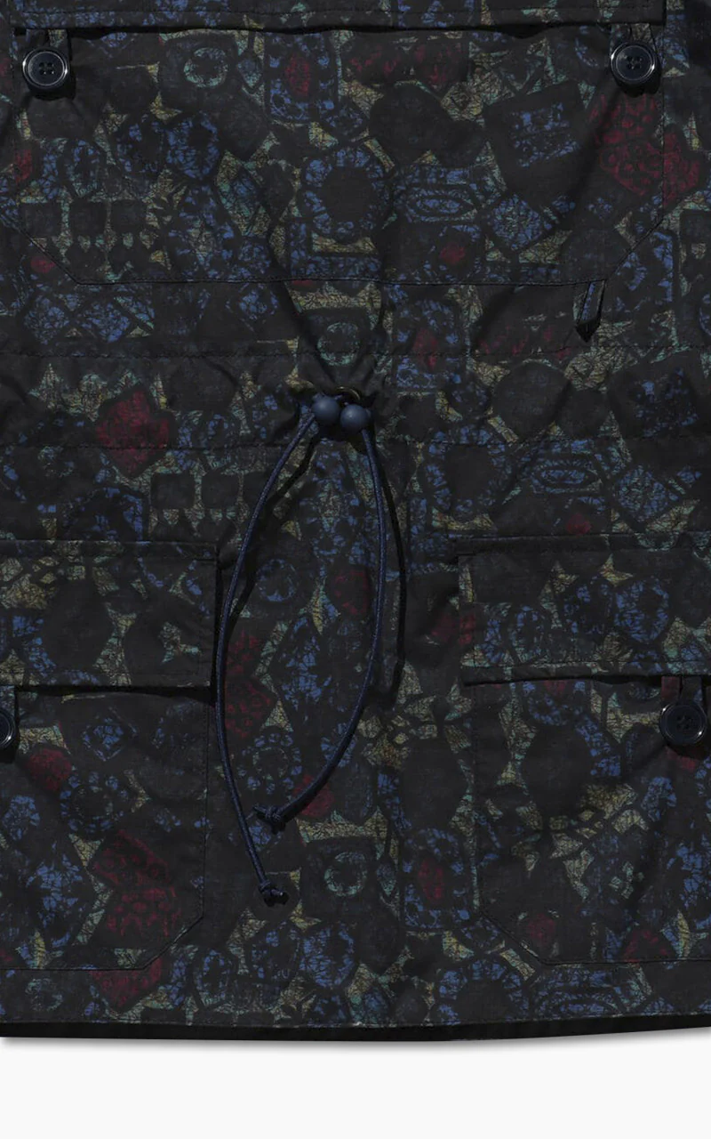 Beams Plus Nylon Batik Print Eurosport Anorak Navy - Image 6