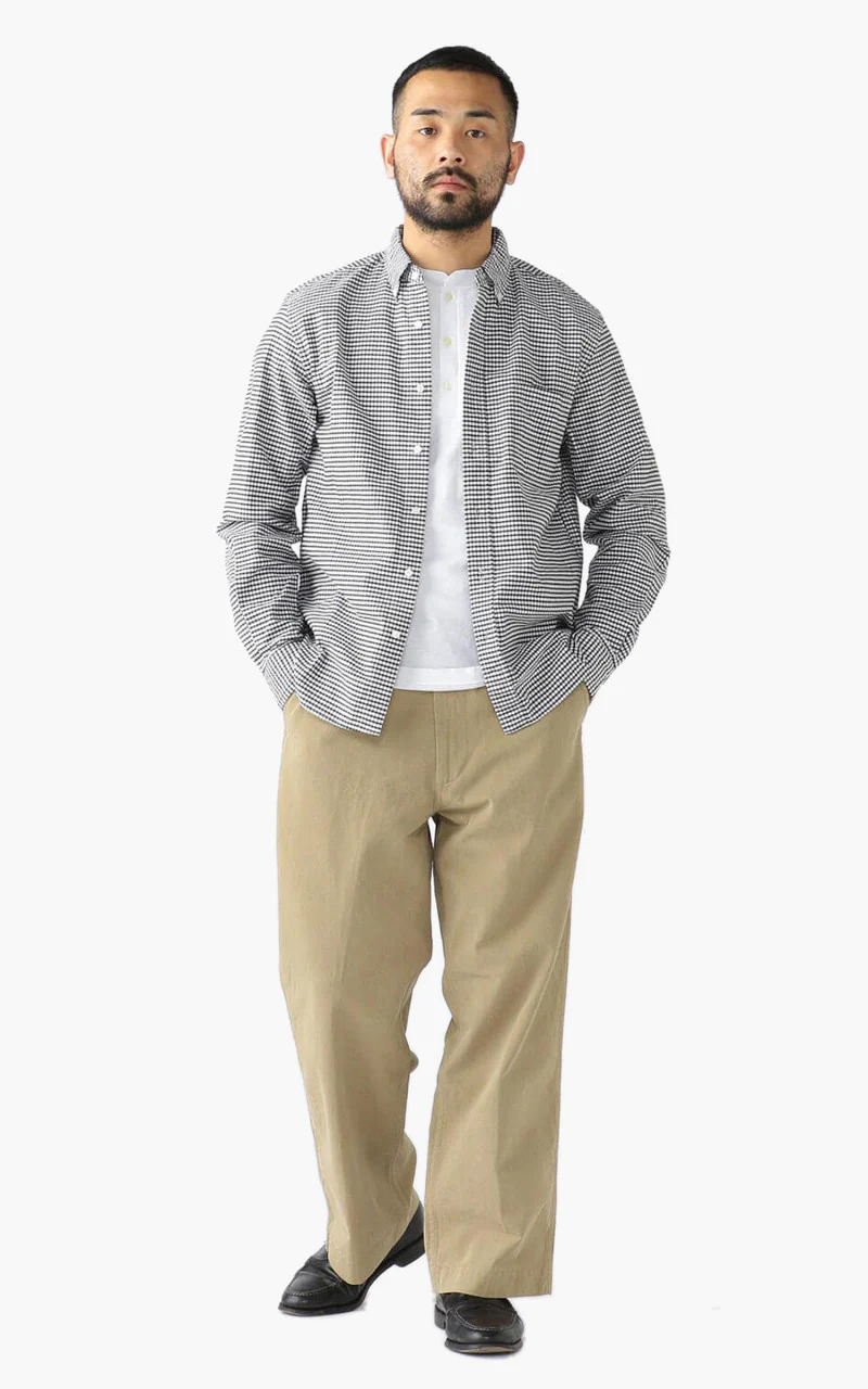 Beams Plus Oxford Gingham Check Button-Down Shirt Black - Image 2