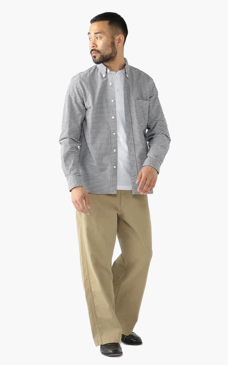 Beams Plus Oxford Gingham Check Button-Down Shirt Black - Image 4